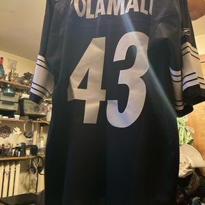 Black and white REEBOK  POLAMALU STEELERS JERSEY